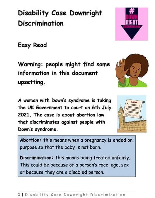 Disability Case Downright Discrimination: Easy Read