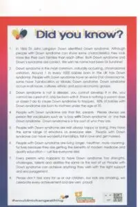 Wouldn't Change A Thing Facts Leaflet